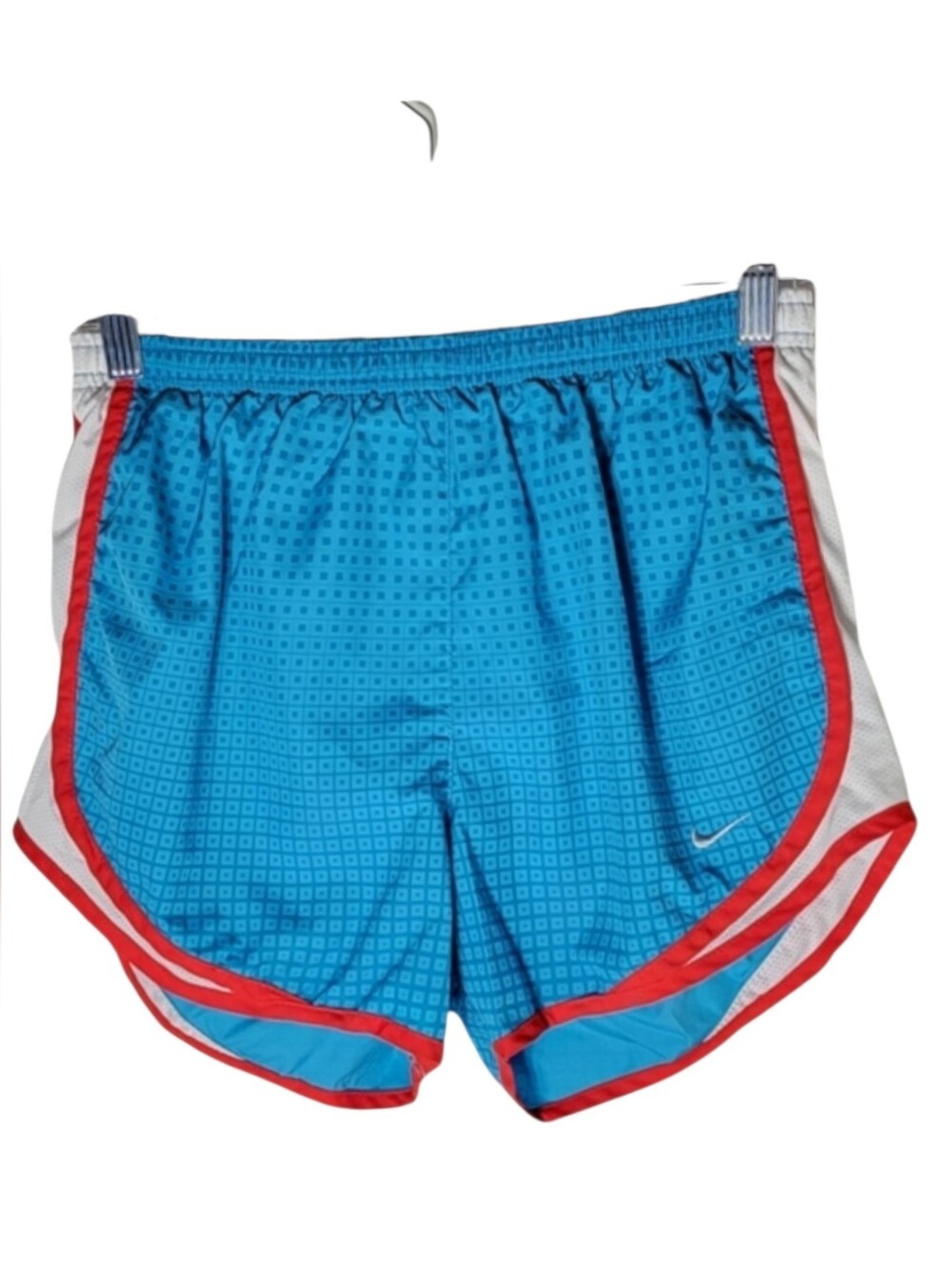 Nike dri-fit blue running shorts size small red white trim athletic activewear